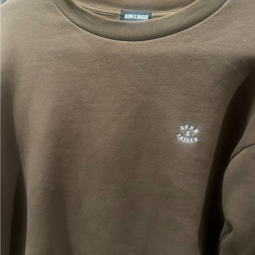 BORN X RAISED Chocolate Brown Logo Sweatshirt